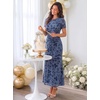 image:imageZESICA Women Summer 2026 Floral Short Sleeve Bodycon Mesh Maxi Formal DressDustyblue