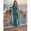 image:imageZESICA Women Summer 2026 Floral Short Sleeve Bodycon Mesh Maxi Formal DressGeometric
