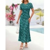image:imageZESICA Women Summer 2026 Floral Short Sleeve Bodycon Mesh Maxi Formal DressGeometric