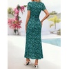 image:imageZESICA Women Summer 2026 Floral Short Sleeve Bodycon Mesh Maxi Formal DressGeometric