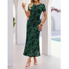 image:imageZESICA Women Summer 2026 Floral Short Sleeve Bodycon Mesh Maxi Formal DressGreen