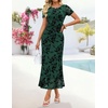 image:imageZESICA Women Summer 2026 Floral Short Sleeve Bodycon Mesh Maxi Formal DressGreen