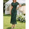 image:imageZESICA Women Summer 2026 Floral Short Sleeve Bodycon Mesh Maxi Formal DressGreen