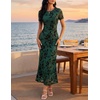 image:imageZESICA Women Summer 2026 Floral Short Sleeve Bodycon Mesh Maxi Formal DressGreen