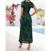 image:imageZESICA Women Summer 2026 Floral Short Sleeve Bodycon Mesh Maxi Formal DressGreen