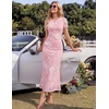 image:imageZESICA Women Summer 2026 Floral Short Sleeve Bodycon Mesh Maxi Formal DressLight Pink