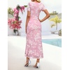 image:imageZESICA Women Summer 2026 Floral Short Sleeve Bodycon Mesh Maxi Formal DressLight Pink