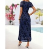 image:imageZESICA Women Summer 2026 Floral Short Sleeve Bodycon Mesh Maxi Formal DressNavy