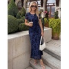 image:imageZESICA Women Summer 2026 Floral Short Sleeve Bodycon Mesh Maxi Formal DressNavy