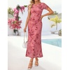 image:imageZESICA Women Summer 2026 Floral Short Sleeve Bodycon Mesh Maxi Formal DressPink
