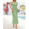 image:imageZESICA Women Summer 2026 Floral Short Sleeve Bodycon Mesh Maxi Formal DressSage
