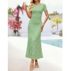 image:imageZESICA Women Summer 2026 Floral Short Sleeve Bodycon Mesh Maxi Formal DressSage
