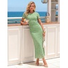 image:imageZESICA Women Summer 2026 Floral Short Sleeve Bodycon Mesh Maxi Formal DressSage