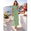 image:imageZESICA Women Summer 2026 Floral Short Sleeve Bodycon Mesh Maxi Formal DressSage