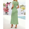 image:imageZESICA Women Summer 2026 Floral Short Sleeve Bodycon Mesh Maxi Formal DressSage