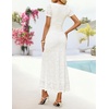 image:imageZESICA Women Summer 2026 Floral Short Sleeve Bodycon Mesh Maxi Formal DressWhite