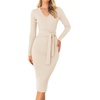 image:imageZESICA Womens 2026 Fall Long Sleeve Bodycon Midi Sweater DressApricot