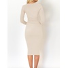 image:imageZESICA Womens 2026 Fall Long Sleeve Bodycon Midi Sweater DressApricot