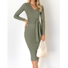 image:imageZESICA Womens 2026 Fall Long Sleeve Bodycon Midi Sweater DressArmygreen