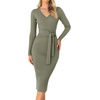 image:imageZESICA Womens 2026 Fall Long Sleeve Bodycon Midi Sweater DressArmygreen