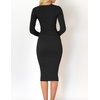 image:imageZESICA Womens 2026 Fall Long Sleeve Bodycon Midi Sweater DressBlack