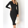image:imageZESICA Womens 2026 Fall Long Sleeve Bodycon Midi Sweater DressBlack