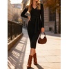image:imageZESICA Womens 2026 Fall Long Sleeve Bodycon Midi Sweater DressBlack