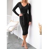 image:imageZESICA Womens 2026 Fall Long Sleeve Bodycon Midi Sweater DressBlack