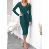image:imageZESICA Womens 2026 Fall Long Sleeve Bodycon Midi Sweater DressDarkgreen
