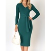 image:imageZESICA Womens 2026 Fall Long Sleeve Bodycon Midi Sweater DressDarkgreen