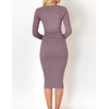 image:imageZESICA Womens 2026 Fall Long Sleeve Bodycon Midi Sweater DressDarkviolet