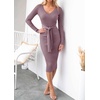 image:imageZESICA Womens 2026 Fall Long Sleeve Bodycon Midi Sweater DressDarkviolet