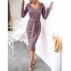 image:imageZESICA Womens 2026 Fall Long Sleeve Bodycon Midi Sweater DressDarkviolet