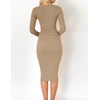 image:imageZESICA Womens 2026 Fall Long Sleeve Bodycon Midi Sweater DressKhaki