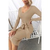 image:imageZESICA Womens 2026 Fall Long Sleeve Bodycon Midi Sweater DressKhaki