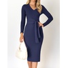 image:imageZESICA Womens 2026 Fall Long Sleeve Bodycon Midi Sweater DressNavy