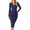 image:imageZESICA Womens 2026 Fall Long Sleeve Bodycon Midi Sweater DressNavy