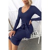 image:imageZESICA Womens 2026 Fall Long Sleeve Bodycon Midi Sweater DressNavy