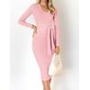 image:imageZESICA Womens 2026 Fall Long Sleeve Bodycon Midi Sweater DressPink