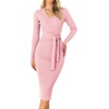 image:imageZESICA Womens 2026 Fall Long Sleeve Bodycon Midi Sweater DressPink