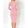 image:imageZESICA Womens 2026 Fall Long Sleeve Bodycon Midi Sweater DressPink