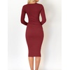 image:imageZESICA Womens 2026 Fall Long Sleeve Bodycon Midi Sweater DressRed