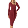 image:imageZESICA Womens 2026 Fall Long Sleeve Bodycon Midi Sweater DressRed