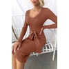 image:imageZESICA Womens 2026 Fall Long Sleeve Bodycon Midi Sweater DressRedbrown
