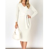 image:imageZESICA Womens 2026 Fall Long Sleeve Bodycon Midi Sweater DressWhite