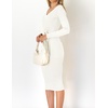 image:imageZESICA Womens 2026 Fall Long Sleeve Bodycon Midi Sweater DressWhite