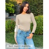 image:imageZESICA Womens 2026 Fall Long Sleeve Crewneck Tops Slim Fit SweatersAlmond