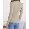 image:imageZESICA Womens 2026 Fall Long Sleeve Crewneck Tops Slim Fit SweatersAlmond
