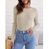 image:imageZESICA Womens 2026 Fall Long Sleeve Crewneck Tops Slim Fit SweatersAlmond