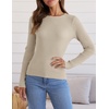 image:imageZESICA Womens 2026 Fall Long Sleeve Crewneck Tops Slim Fit SweatersAlmond